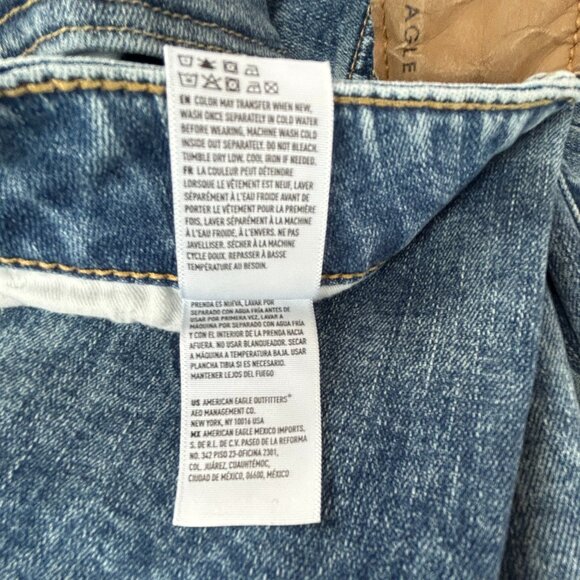 American Eagle Slim Jeans — Y2K Distressed Washed Blue Denim Men's W33 L32 - Picture 12 of 13